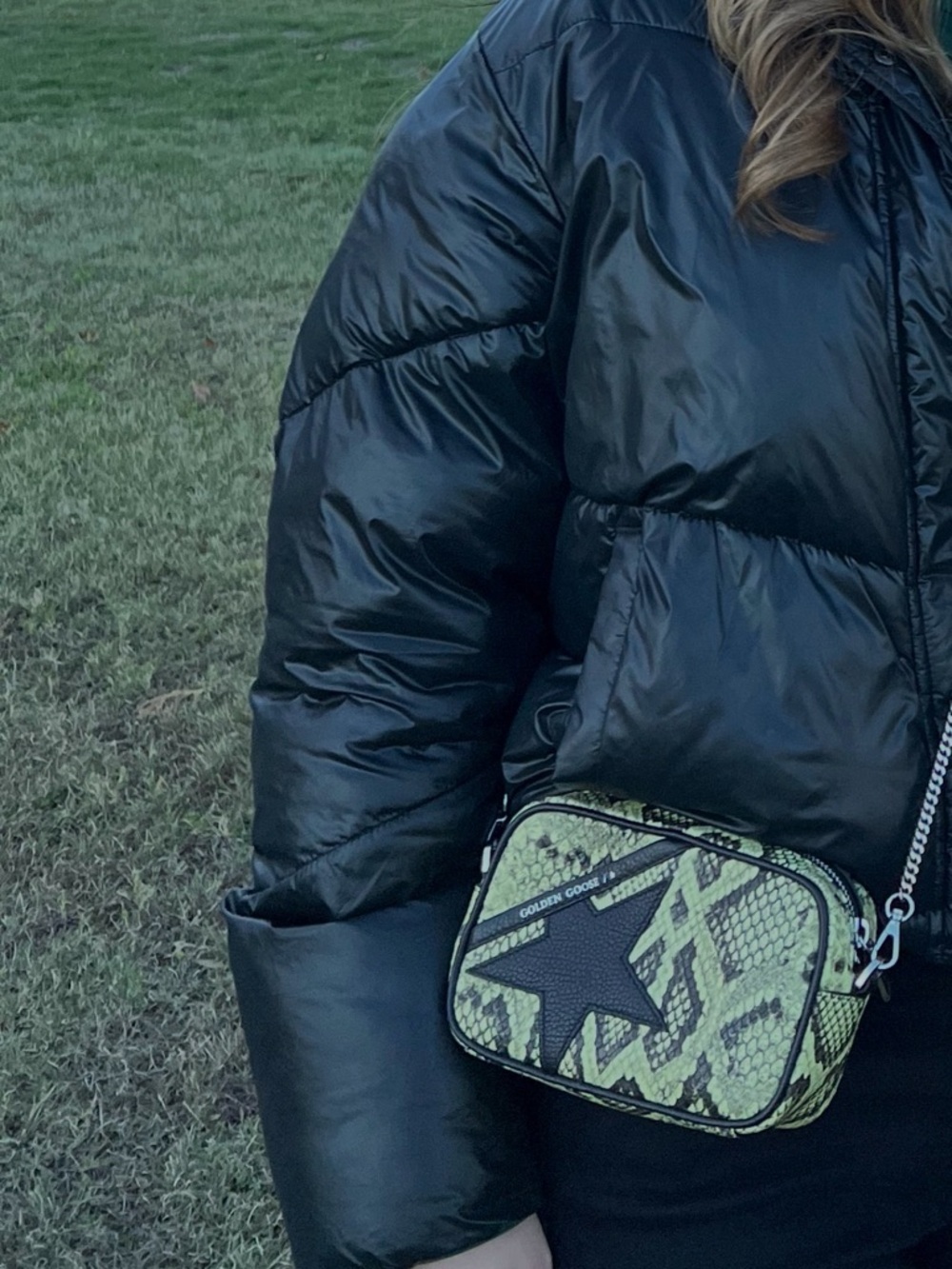 Golden Goose Lime Snake-Print Star Crossbody Bag